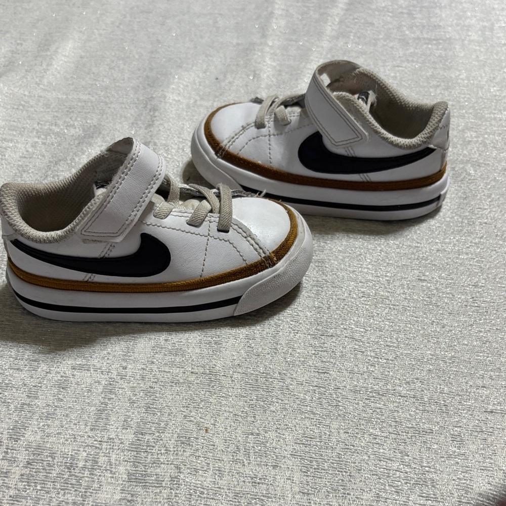 Nike Kids White, Black, and Brown Sneakers